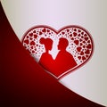 Design with a silhouette of the heart and a loving couple