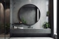 bathroom gray washbasin interior mirror luxury home room concrete design sink. Generative AI.