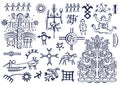 Design sketch set with northern styled ornament and doodle elements