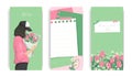 Design for social media. Set of spring stories templates. Mockup for personal blog. Scrapbook composition with notes Royalty Free Stock Photo