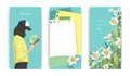 Design for social media. Set of spring stories templates. Mockup for personal blog. Scrapbook composition with notes Royalty Free Stock Photo