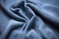 design space copy backdrop fabric blue detail close fabric ribbed durable corduroy folds wavy soft background fabric blue light Royalty Free Stock Photo