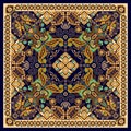 Design for square pocket, shawl, textile. Paisley floral pattern Royalty Free Stock Photo