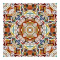 Design for square pocket, shawl, textile. Vector floral pattern Royalty Free Stock Photo
