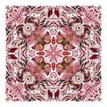 Design for square pocket, shawl, textile. Vector floral pattern Royalty Free Stock Photo