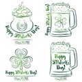 Design for St Patricks Day, shamrock, horseshoe, beer mug, gol Royalty Free Stock Photo