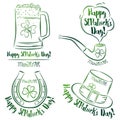 Design for St Patricks Day, shamrock, horseshoe, beer mug, pip Royalty Free Stock Photo