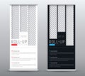 Design a standard roll up banner for presentations with vertical
