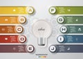 Design 10 steps with idea light blub template. 10 steps chart . Vector.