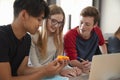 Design Students Working In CAD/3D Printing Lab Together Royalty Free Stock Photo