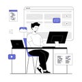 Design studio concept. Graphic designer work with landing web page, create UI UX design user interface. Vector Royalty Free Stock Photo