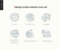 Design studio website icons set on white Royalty Free Stock Photo