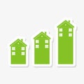 Design style illustration concept of green house sales or value bar chart symbol Royalty Free Stock Photo