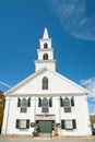 In design style of Union Hall, the Greek Revival character of the First Congregational Church has Gothic Revival influences in its Royalty Free Stock Photo