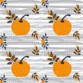 Repeated pattern design made with pumpkins and leaves.design suitable for digital printing Royalty Free Stock Photo