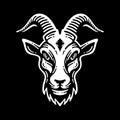 Monochrome badass goat head in vintage style. Vector illustration