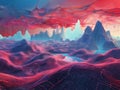Design a surreal landscape where abstract cyber defenses weave through a mesh of interconnected data stream