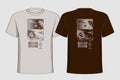 Design t-shirts with vintage printing sun, moon