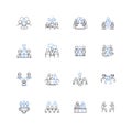 Design team line icons collection. Collaborative, Creative, Innovative, Multifaceted, Enterprising, Bold, Resourceful