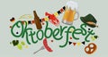 Design template event celebration. Oktoberfest typography title vector design for greeting cards and poster. Beer Bavarian