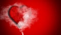 Romantic red love heart with smoke on background for copy space