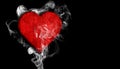 Romantic red love heart with smoke on background for copy space