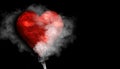 Romantic red love heart with smoke on background for copy space