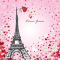 Design Template.Hearts ,flowers,Eiffel tower