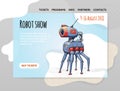 A design template for a robot exhibition, show, or robotics school. A six-legged robot animal. Vector illustration for