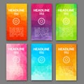 Design template set of web backgrounds. Brochure flyer. Mobile technology concept backdrop. Mobile app design template