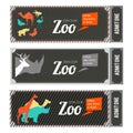 Design template of zoo tickets with different wild animals on it and place for your text Royalty Free Stock Photo