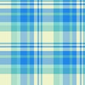 Design textile check seamless, scratch plaid tartan pattern. 60s vector texture fabric background in light and cyan colors