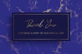 Design of Thank you card template. Marble texture.