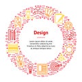 Design Thinking Banner Card Circle . Vector