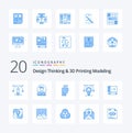 20 Design Thinking And D Printing Modeling Blue Color icon Pack like pencil educat education  idea bulb Royalty Free Stock Photo