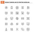 25 Design Thinking And 3d Printing Modeling icon set. vector background Royalty Free Stock Photo