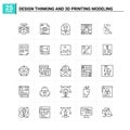 25 Design Thinking And 3d Printing Modeling icon set. vector background Royalty Free Stock Photo