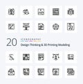 20 Design Thinking And D Printing Modeling Line icon Pack like mobile text pros pencil minus