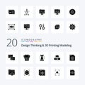 20 Design Thinking And D Printing Modeling Solid Glyph icon Pack like drawing object entertainment target setting