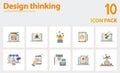 Design Thinking icon set. Collection of simple elements such as the digital graphics, prototype grid, solution tricks