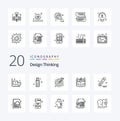 20 Design Thinking Line icon Pack like design screen design graphic computer Royalty Free Stock Photo
