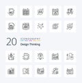 20 Design Thinking Line icon Pack like design tool idea mouse computer Royalty Free Stock Photo