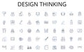 Design thinking line icons collection. Algorithm, Artificial Intelligence, Big Data, Coding, Compiler, Cybersecurity Royalty Free Stock Photo