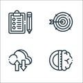 Design thinking line icons. linear set. quality vector line set such as brain, cloud, target Royalty Free Stock Photo
