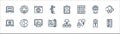 Design thinking line icons. linear set. quality vector line set such as pencil, mouse, file, laptop, location, web, clipboard,
