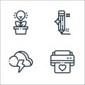 design thinking line icons. linear set. quality vector line set such as printer, cloud, pencil