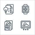 Design thinking line icons. linear set. quality vector line set such as slider, files, pantone