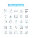 Design thinking vector line icons set. Design, Thinking, Ideation, Creativity, Innovation, User-Centered, Problem