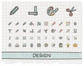 Design tools hand drawing line icons