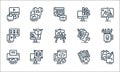 design tools line icons. linear set. quality vector line set such as sketch tools, coding, printing, resume and cv, layers,